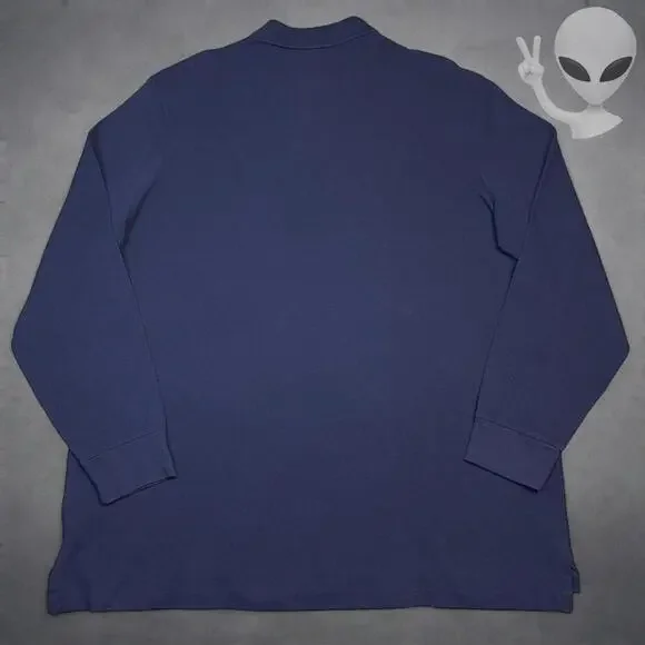 NWT Polo Ralph Lauren Long Sleeve Knit Polo Shirt 2XL Navy Classic Fit - Picture 5 of 6